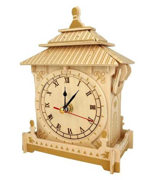 Levně Woodcraft dřevěné 3D puzzle hodiny s funkčním strojkem
