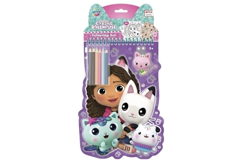 Levně Grafix Omalovánky samolepky a pastelky 6 ks Gabby's Dollhouse
