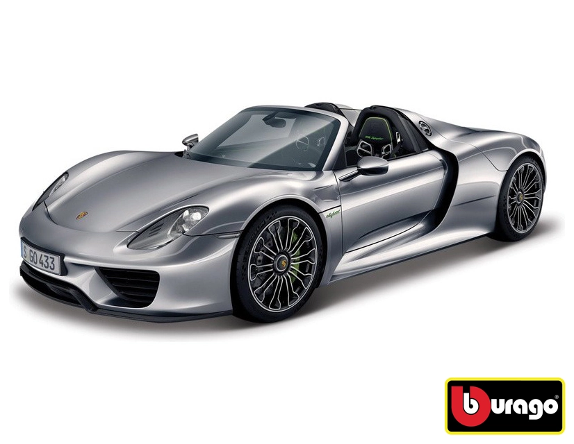 Levně Bburago Plus Porsche 918 Spyder stříbrná 1:24