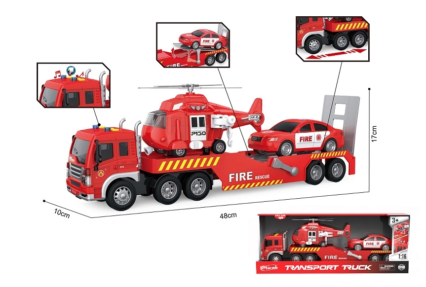 Hasičská odtahová souprava 1:16 se světlem a zvukem