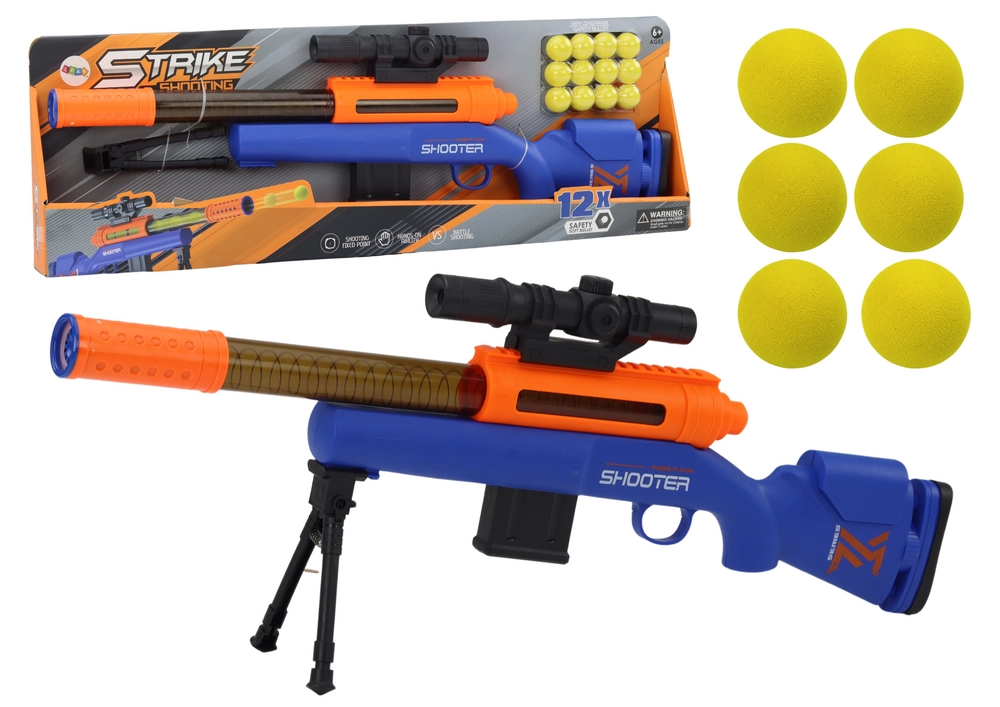 LEANToys Velká puška na měkké kuličky se stojanem, modrá