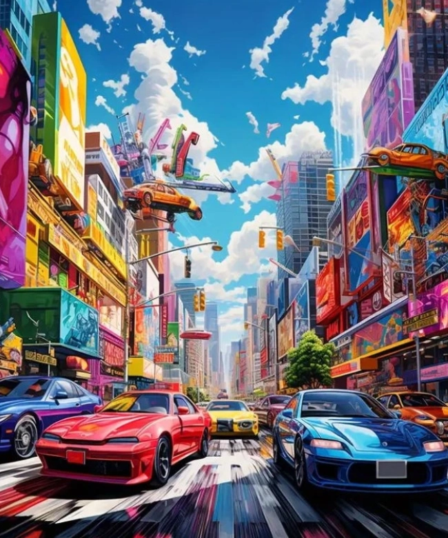 diamantové malování barevné město 30 × 40 cm