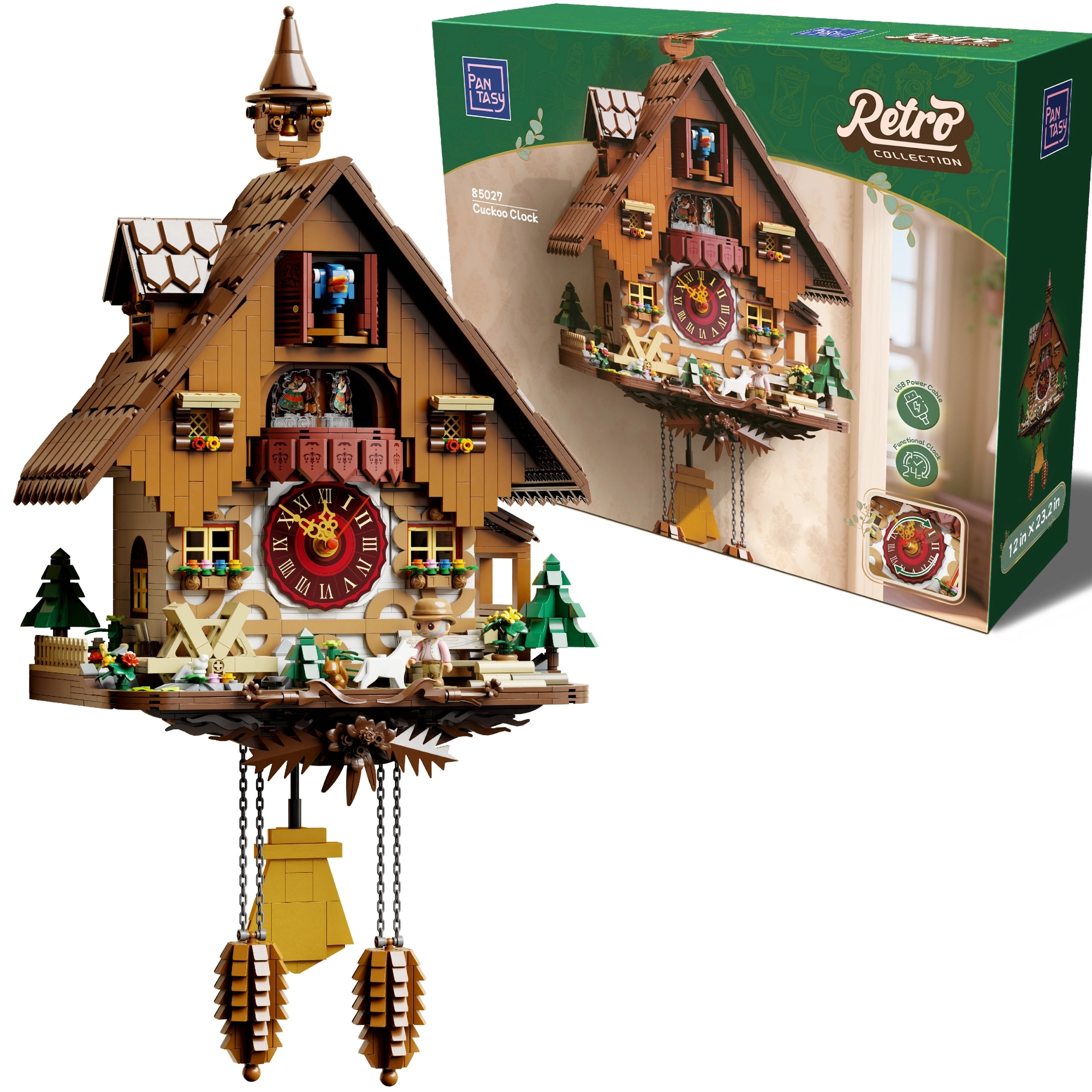 Pantasy retro kukačkové hodiny – stavebnice 2190 dílků s pohyblivými prvky