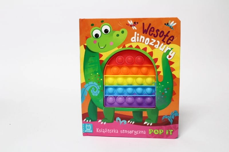 Wesołe dinozaury – senzorická knížka s Pop It