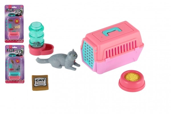Teddies Kočka s přenosným boxem s doplňky 4 druhy 4 cm