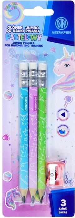 Astra trojhranná tužka HB Unicorn 3ks s ořezávátkem 158537