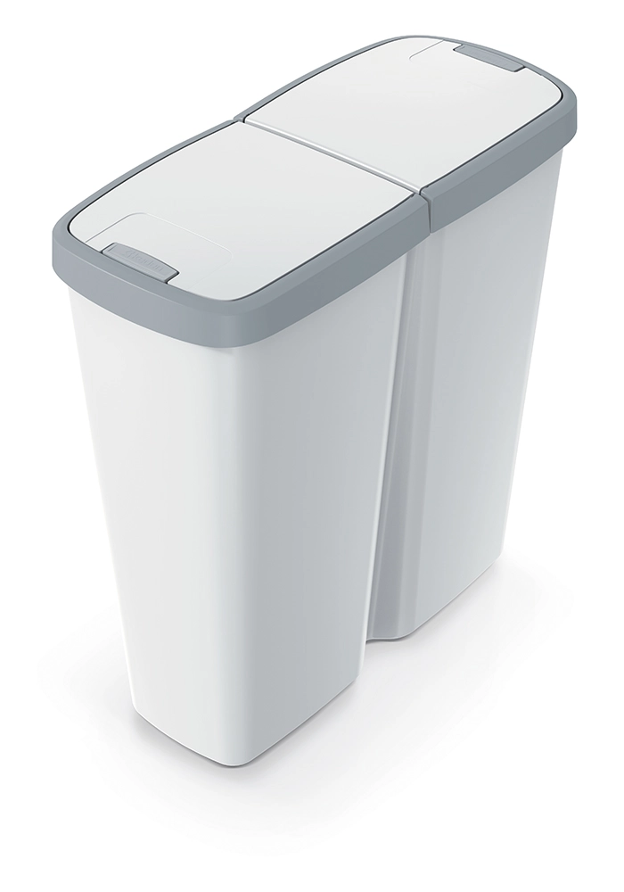 Prosperplast COMPACTA Q DUO popelavý se světle šedým víkem objem 50l