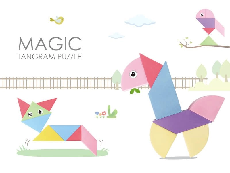 Magnetická stavebnice Tangram - 100 dílů
