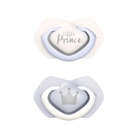 CANPOL BABIES A - Set symetrických silikonových dudlíků 0-6m ROYAL BABY modrý
