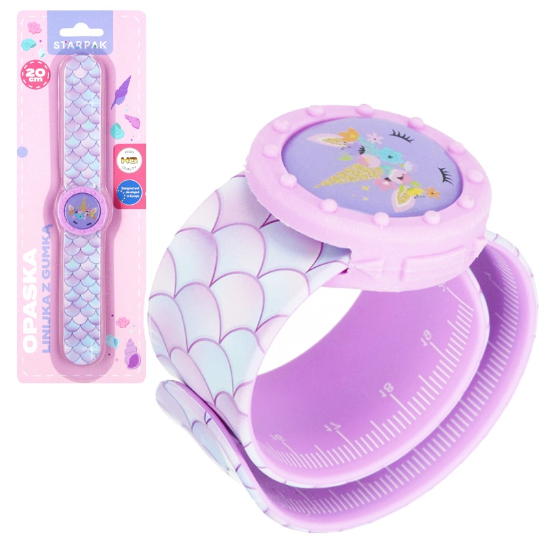 Růžové hodinky pravítko – silikonový náramek pro děti