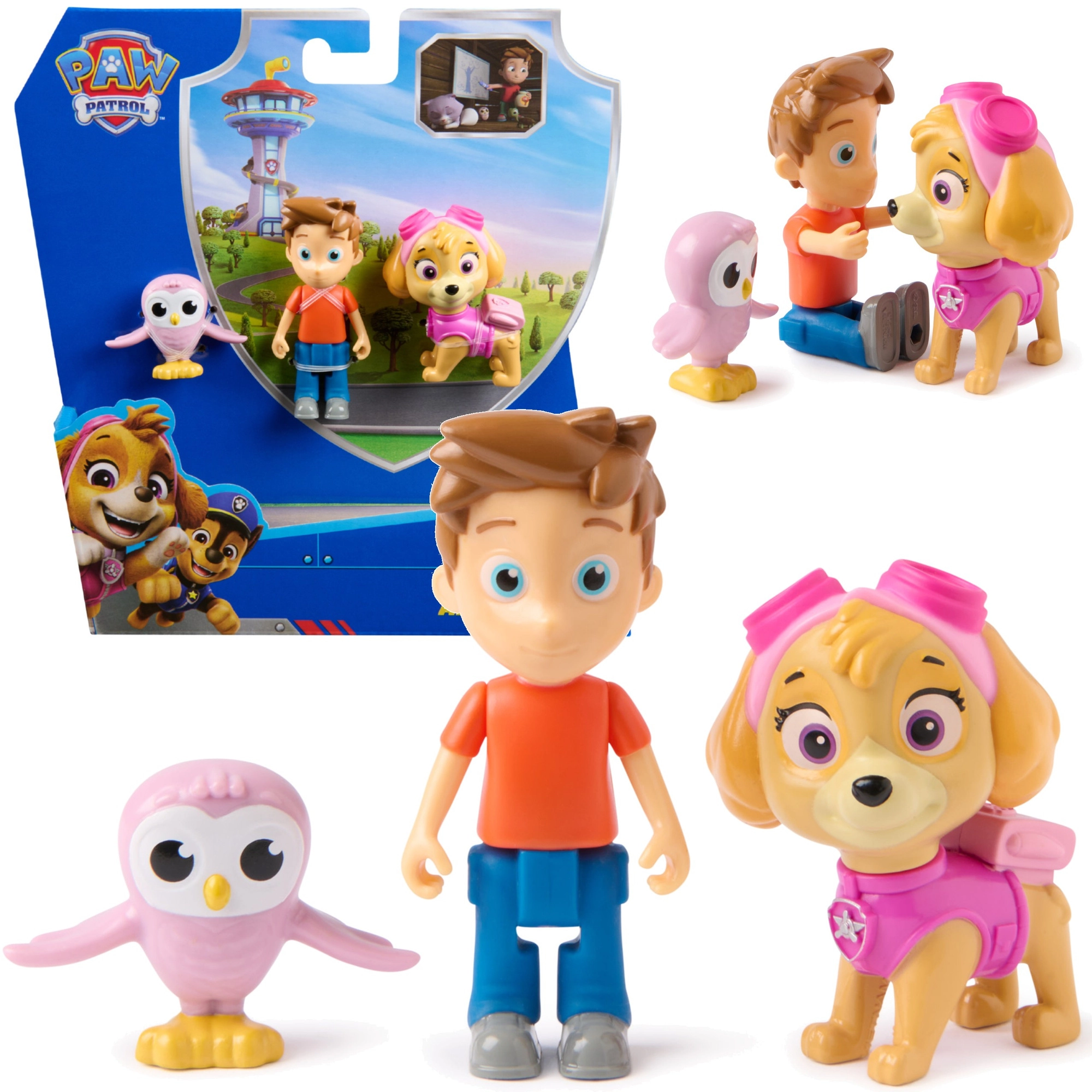 Paw Patrol figurky Skye, Alex Porter a sovička