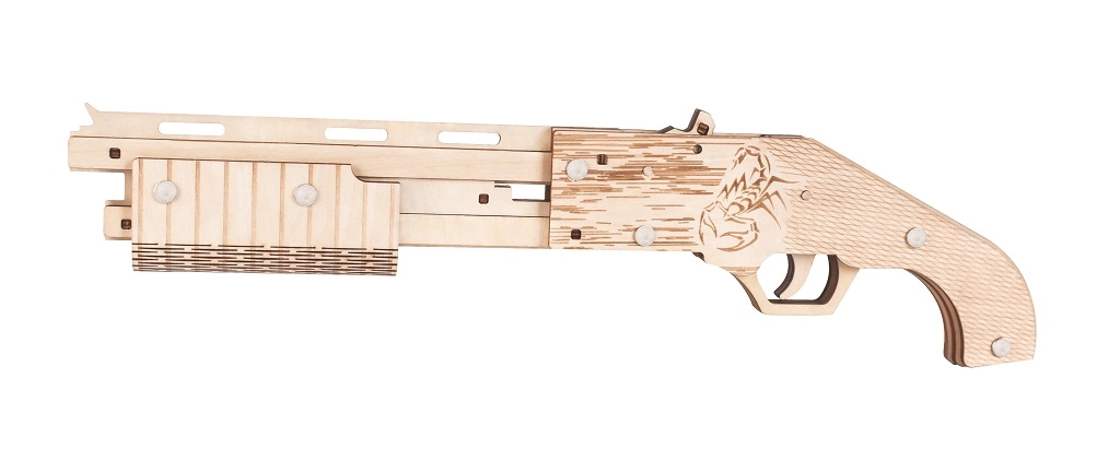 Levně Woodcraft dřevěné 3D puzzle zbraň na gumičky Mossberg
