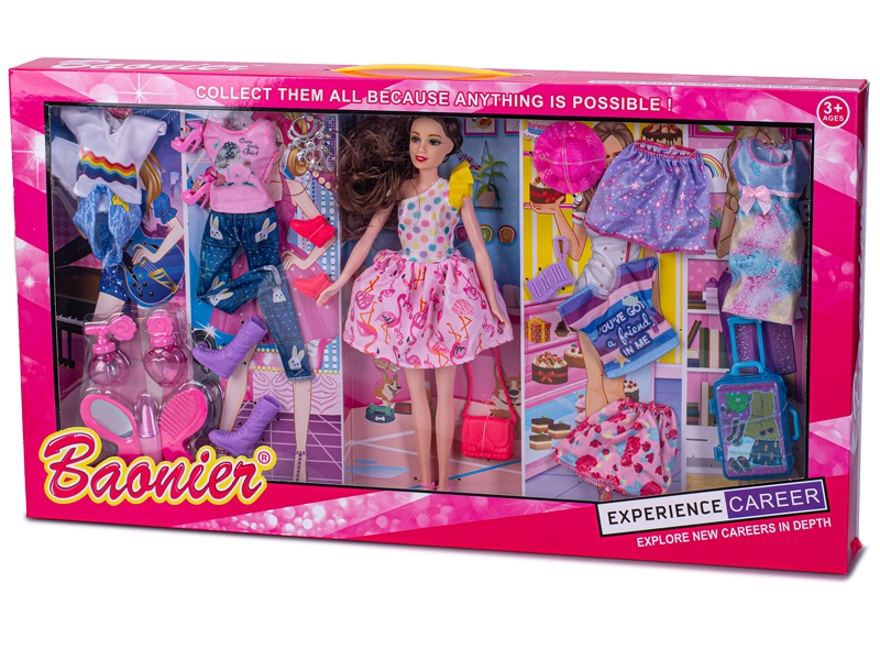 Módní panenka 29 cm s oblečky a doplňky