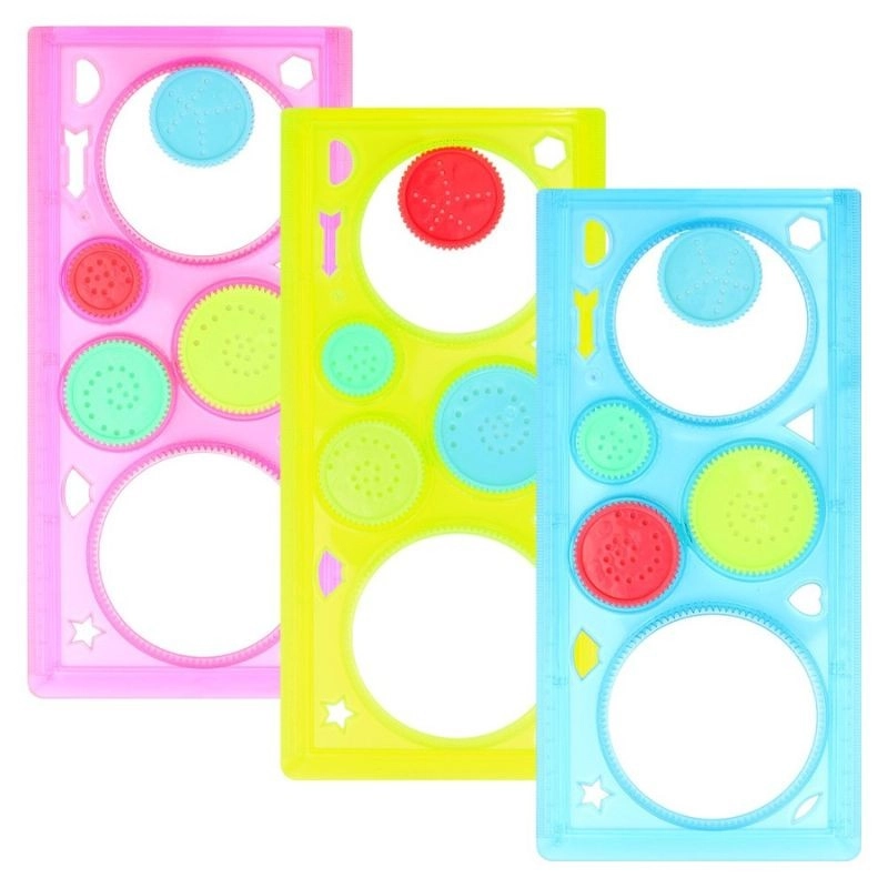 Spirograf – sada šablon na kreslení, 3 barvy