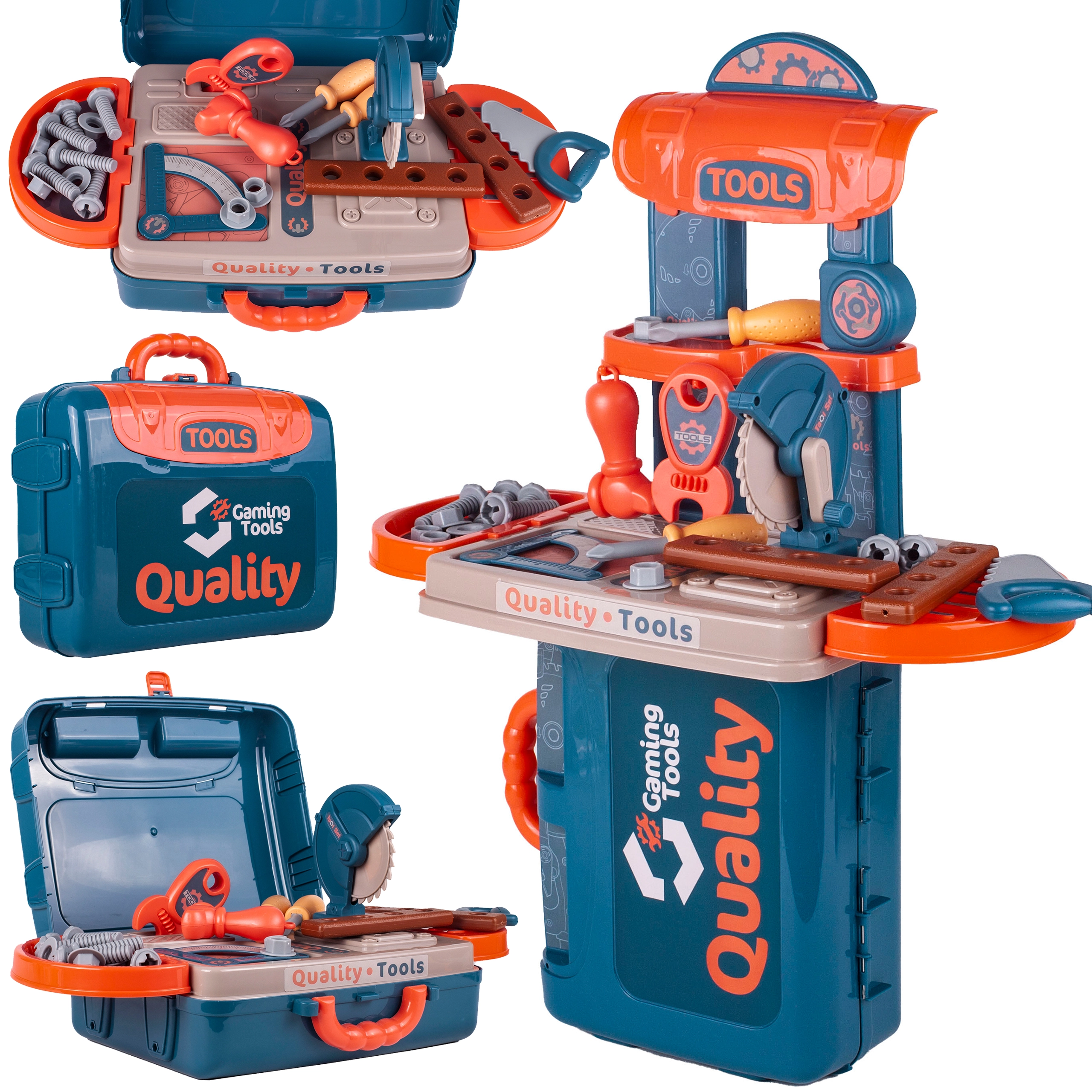 Sada nářadí v kufříku – 3v1 dětský pracovní stolek