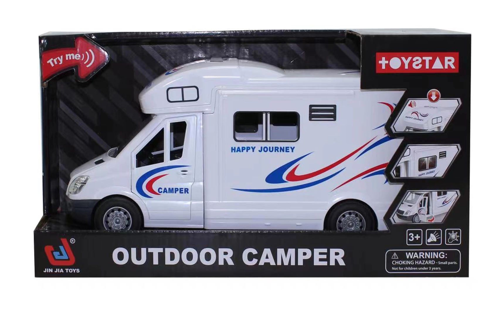 Bílý interaktivní karavan se světly a zvuky