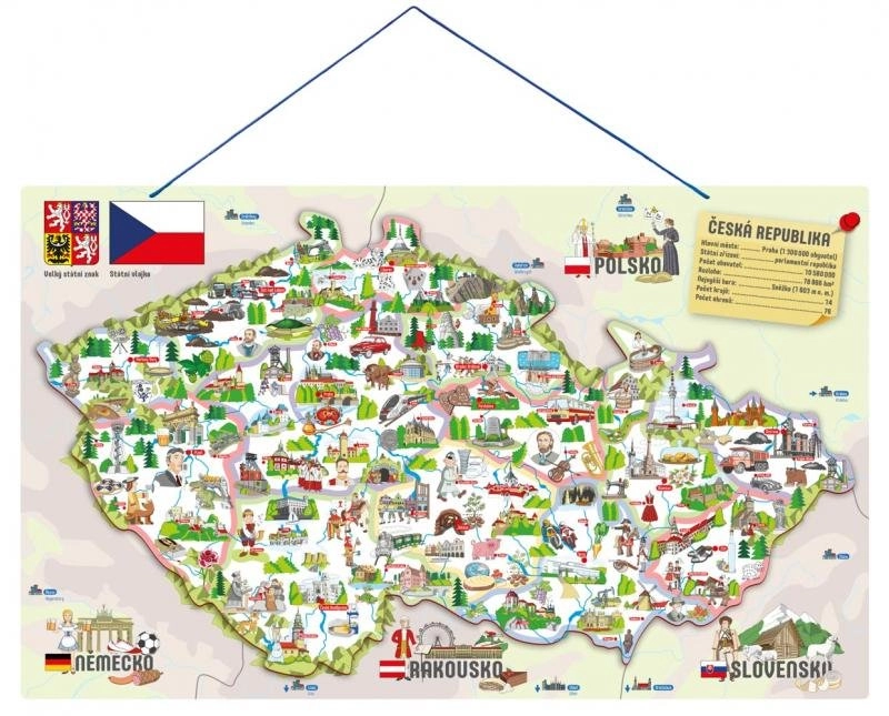 Levně Woody magnetická mapa ČR s obrázky a společenská hra 3 v 1