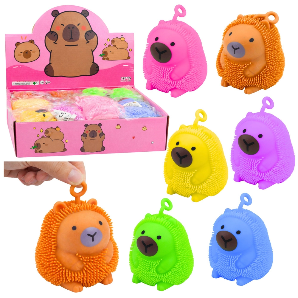 Senzorický antistresový míček kapybara s LED světlem, mix barev