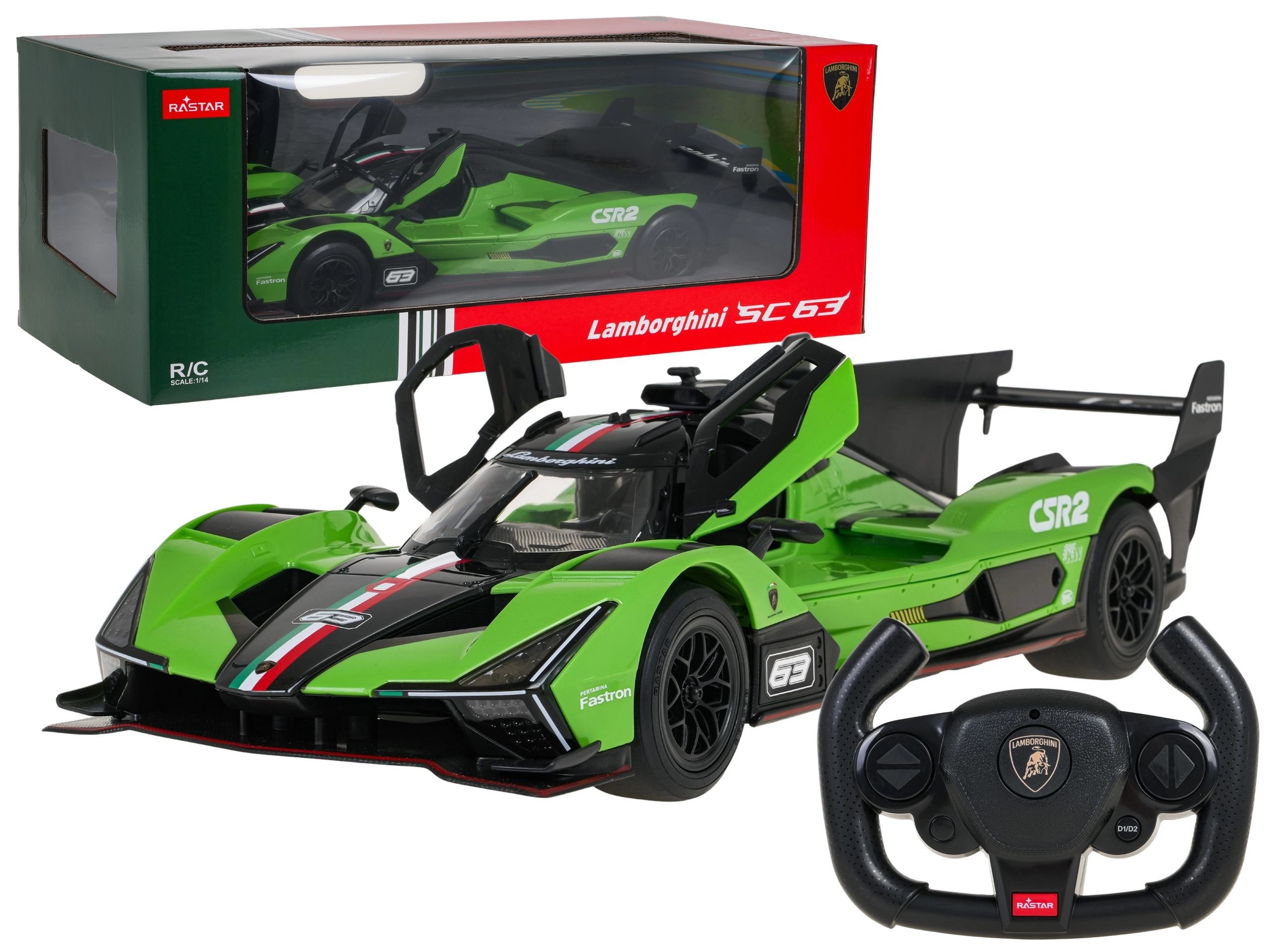 Rc auto 1:14 lamborghini sc63 zelené rastar