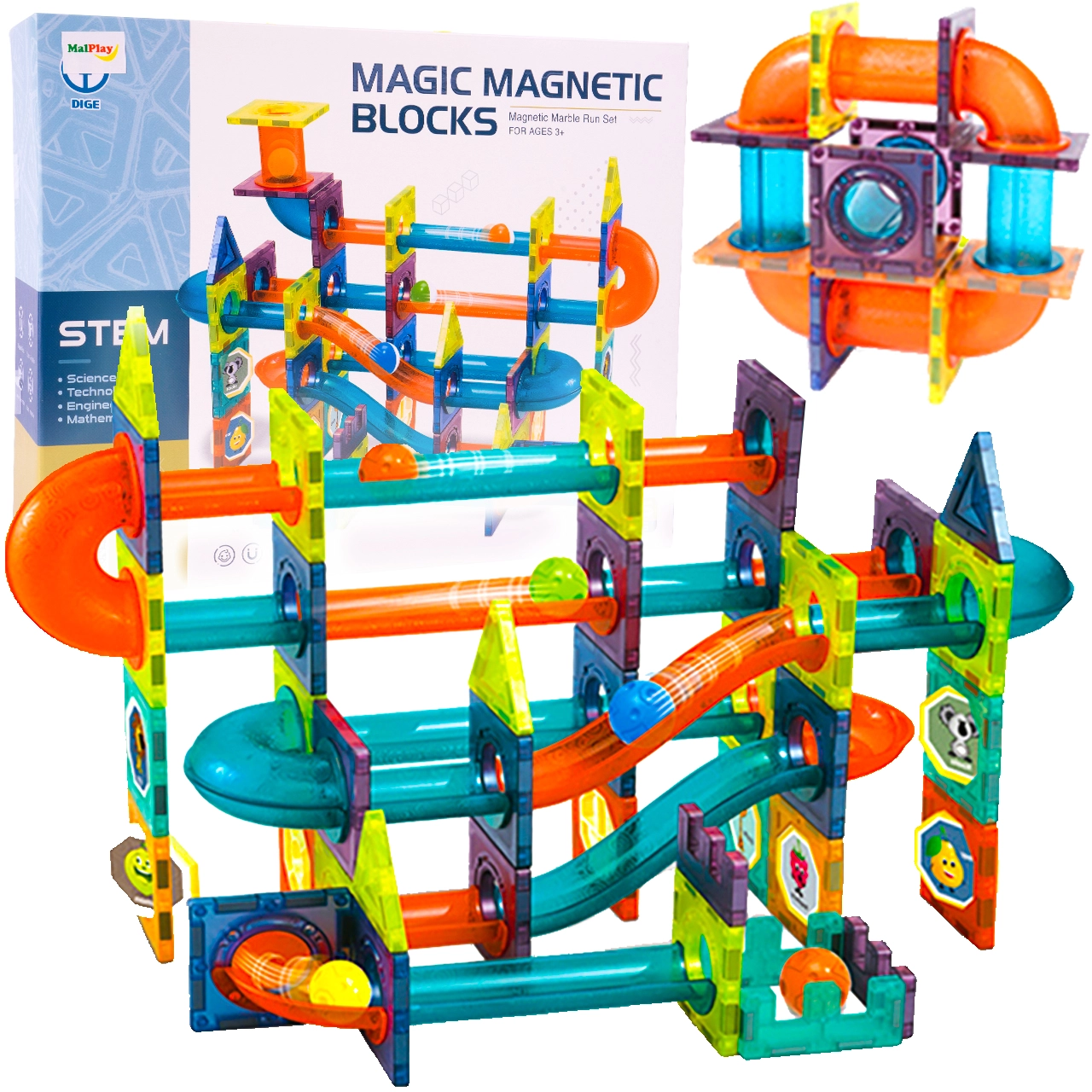 Magnetické stavebnice XXL – kuličková dráha, 96 dílů