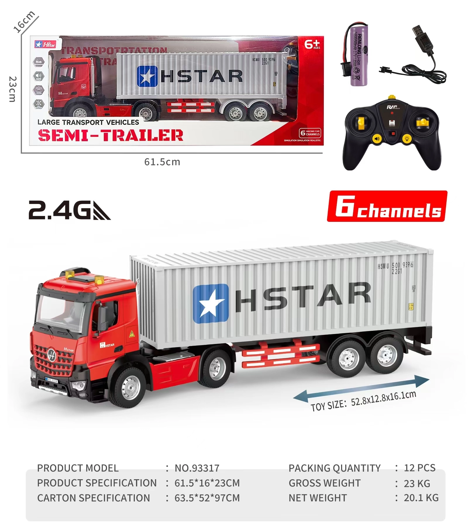 Velký RC tahač s kontejnerem