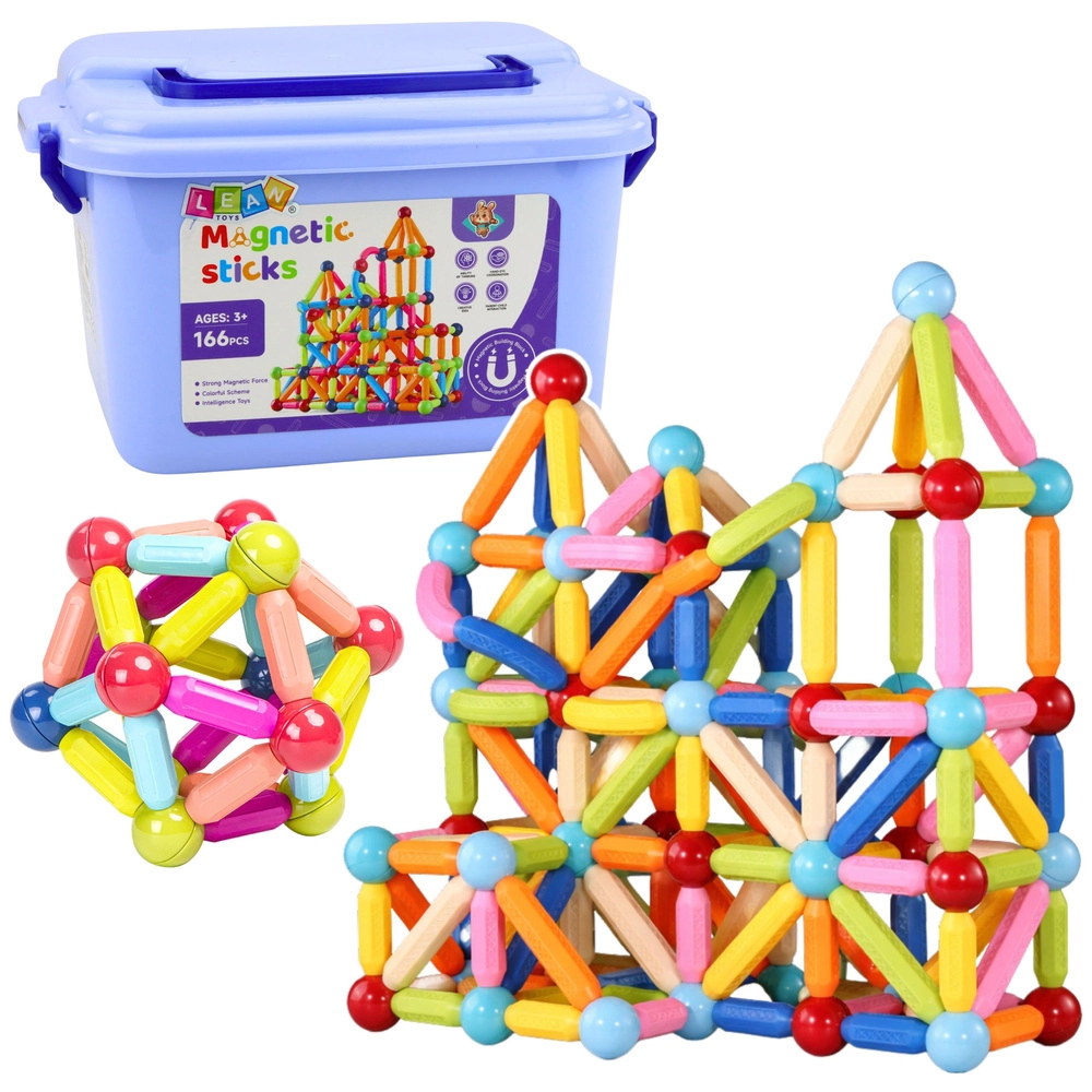 Magnetická stavebnice 3D v boxu 166 dílků