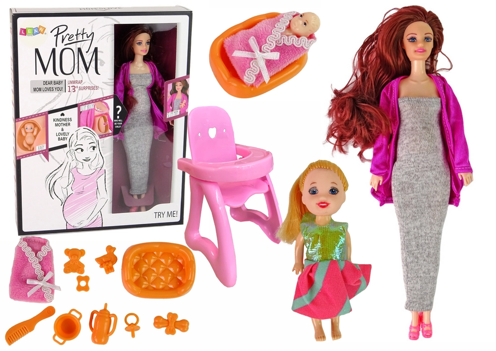 Lean Toys Doplňky pro těhotné panenky pro dlouhé vlasy