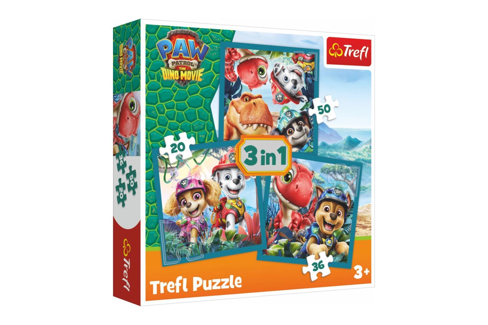 Puzzle 3 v 1 Tlapková patrola Paw Patrol Dino Movie dinosauří ostrov