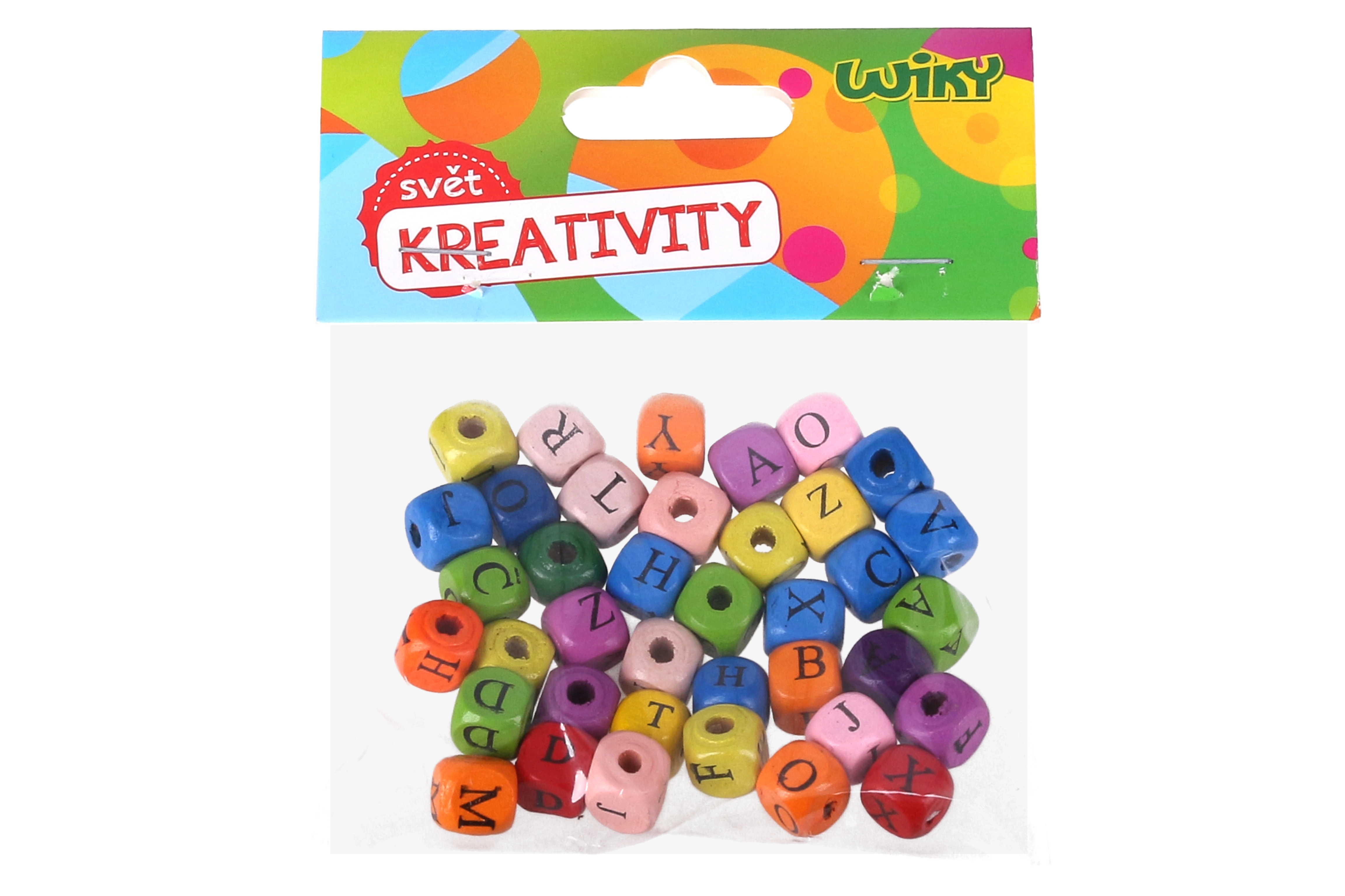 Dřevěné barevné korálky Abeceda, 40 ks