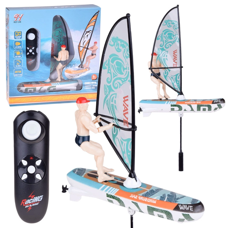 RC windsurfer s LED osvětlením – dálkově ovládaná vodní hračka – zelená