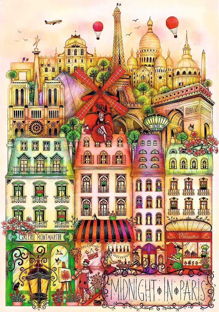 Puzzle TREFL Premium Plus Půlnoc v Paříži 1000 dílků