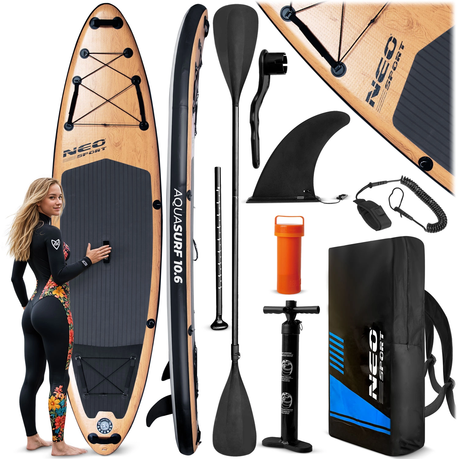 Levně Neo-Sport Aquasurf 10’6 nafukovací SUP paddleboard 320 × 84 × 15 cm