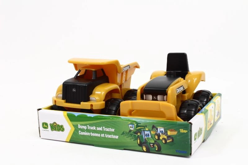 TOMY John Deere dětské stavební vozy – traktor a sklápěčka (2 ks)
