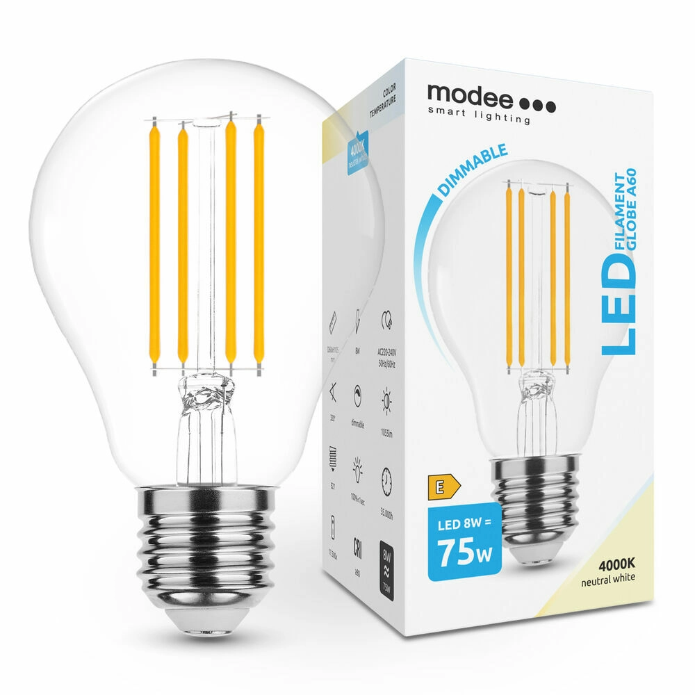 Modee Smart Lighting LED Filament žárovka E27 8W neutrální bílá