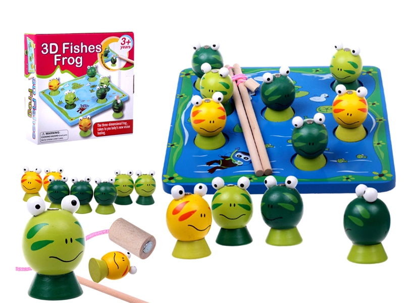 Dřevěná 3D hra chytání žabiček