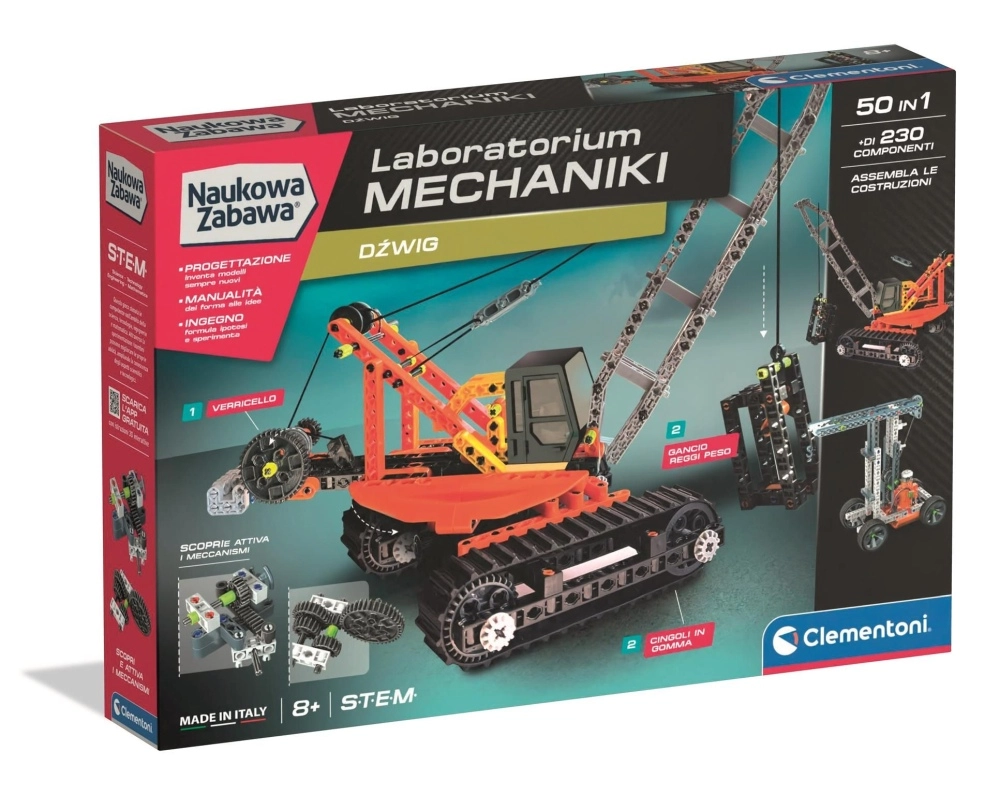 clementoni laboratorium mechaniky – pásový jeřáb stavebnice