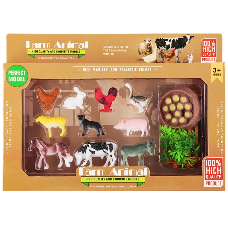 sada figurek domácích zvířat s farmou (10 ks)
