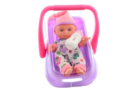 Panenka miminko v autosedačce 22 cm s lahvičkou