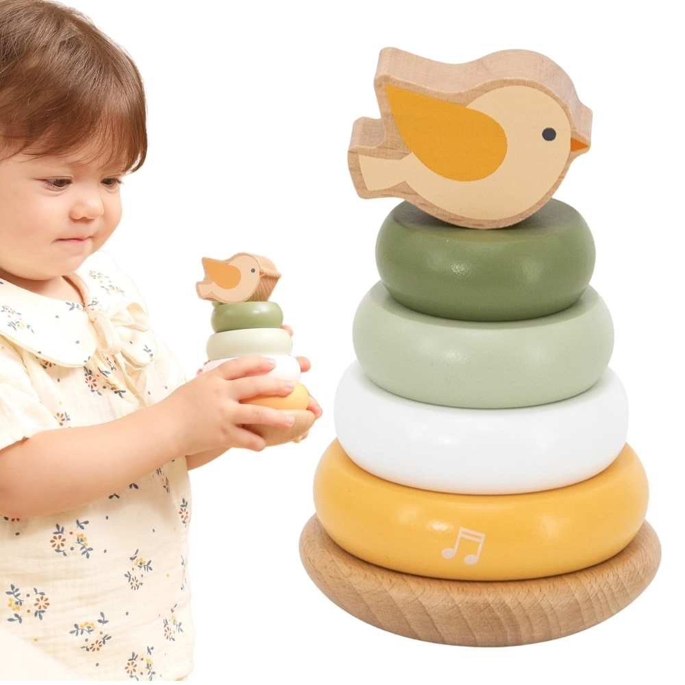 dřevěná vzdělávací pyramida s ptáčkem VIGA PolarB