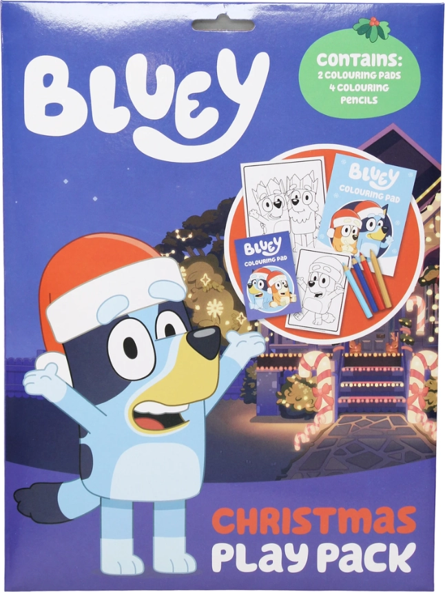Sada vánočních omalovánek s pastelkami Bluey