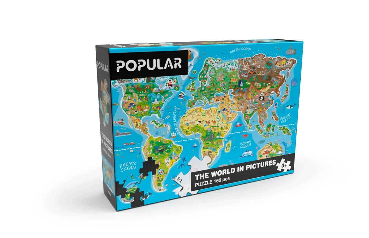 POPULAR Puzzle Mapa světa v angličtině 160 dílků