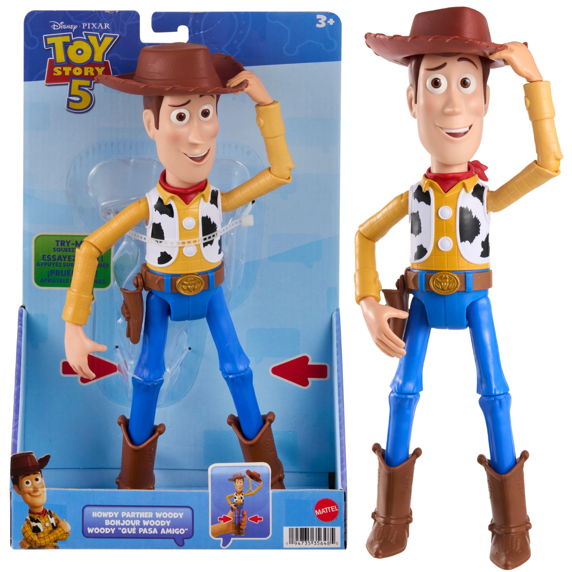 Levně Figurka Woody z Disney Toy Story 5 s funkcí sundání klobouku, 31 cm