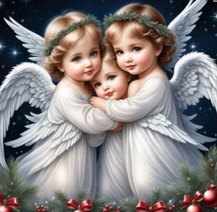 diamantové malování tři malí andílci 30 × 40 cm