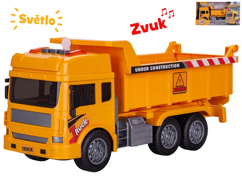 Stavební sklápěčka na setrvačník se světlem a zvukem 27 cm