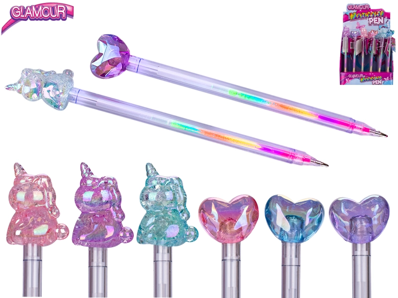 Glamour vícebarevná propiska s motivy srdce a jednorožce