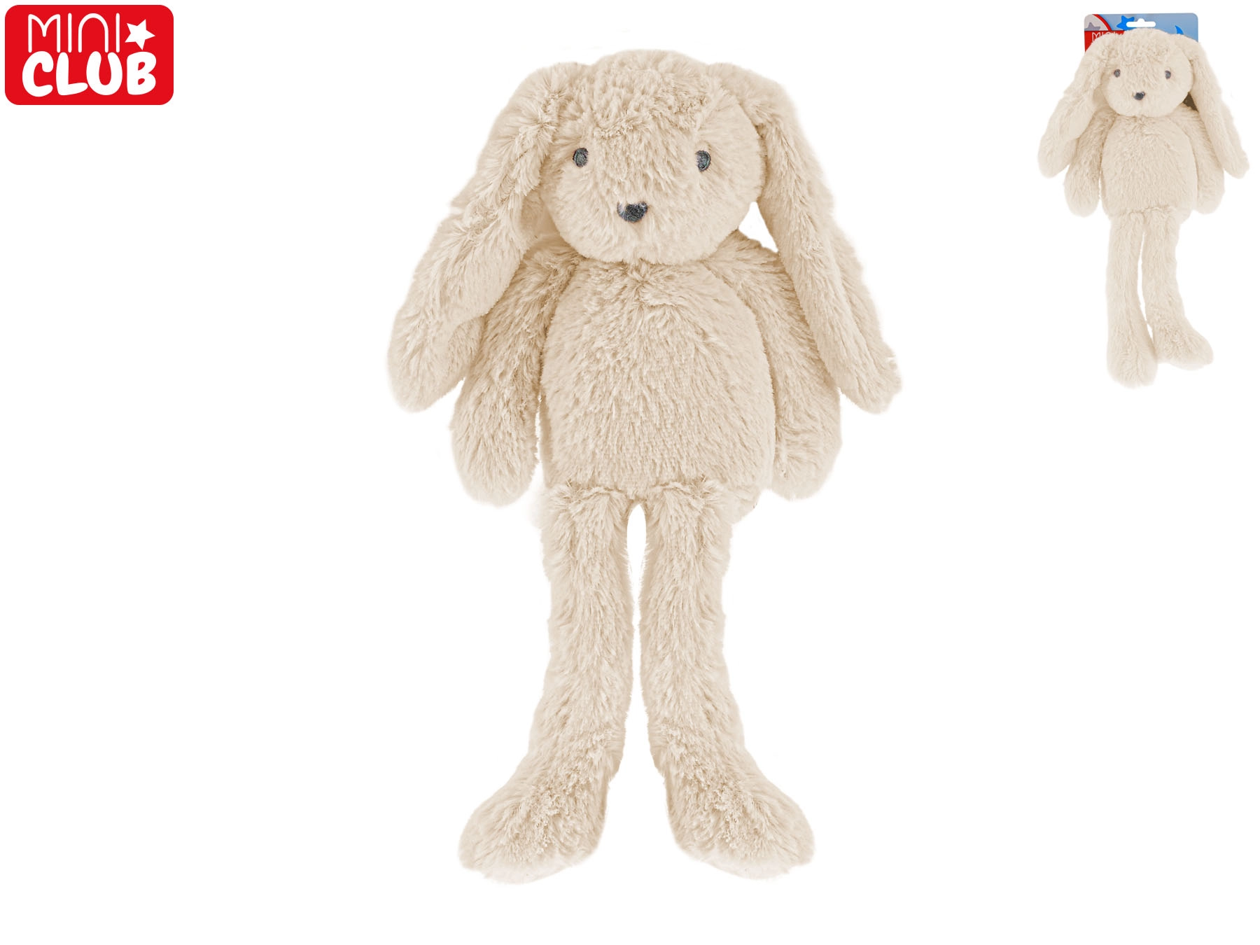 Mini Club béžový plyšový zajíček s dlouhýma nohama 30 cm