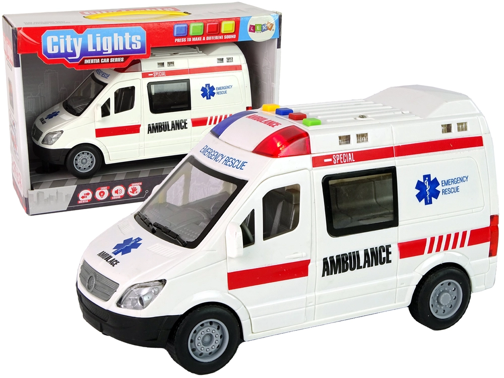 Levně LEANToys Ambulance s třecím pohonem na baterky