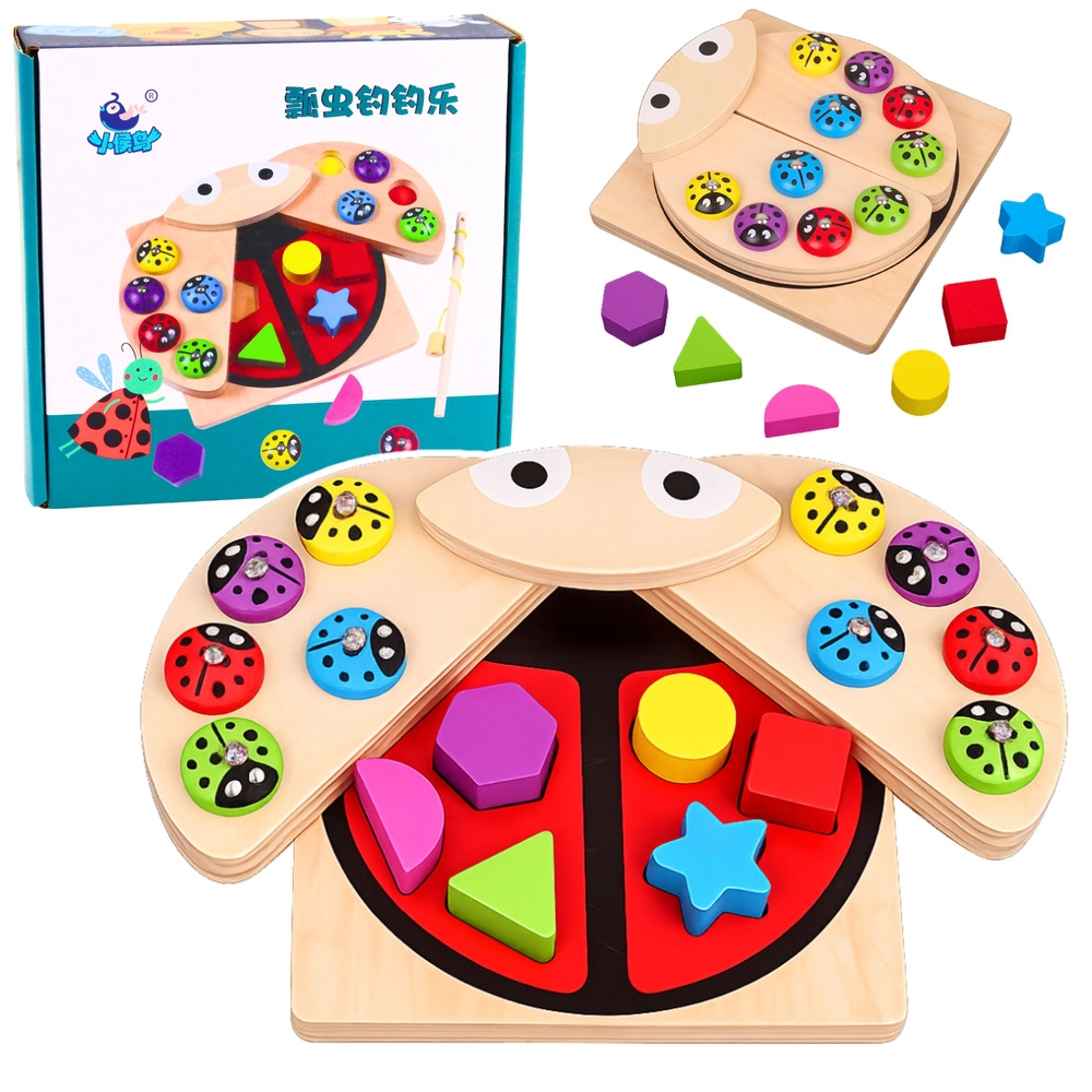 Dřevěná Montessori vkládačka beruška s magnetickým lovením