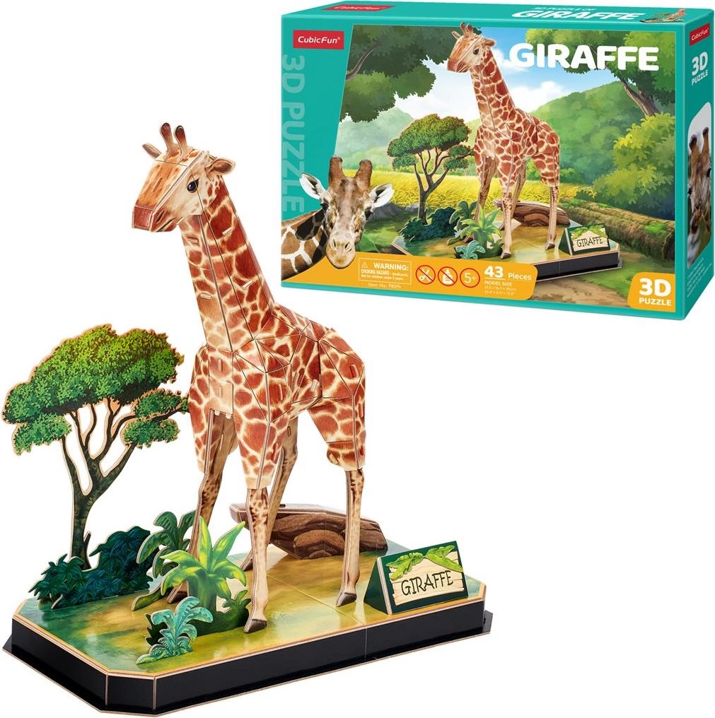 Levně 3D puzzle žirafa CUBICFUN – zvířecí kamarádi, 43 dílků