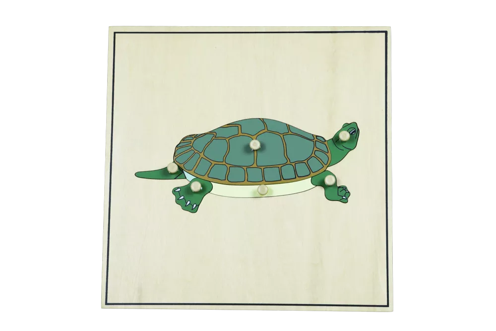 Puzzle s kostrou - želva Montessori